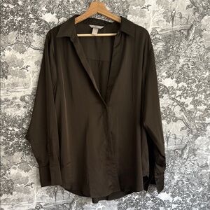 Women’s Olive Green Satin Shirt